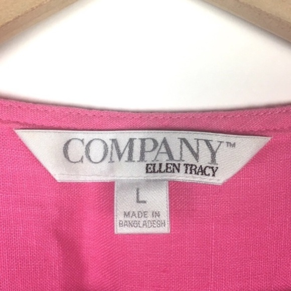 ELLEN TRACY Linen Tunic Top Pink Gold Zipper Short Sleeve Lightweight Size Large - Picture 6 of 9